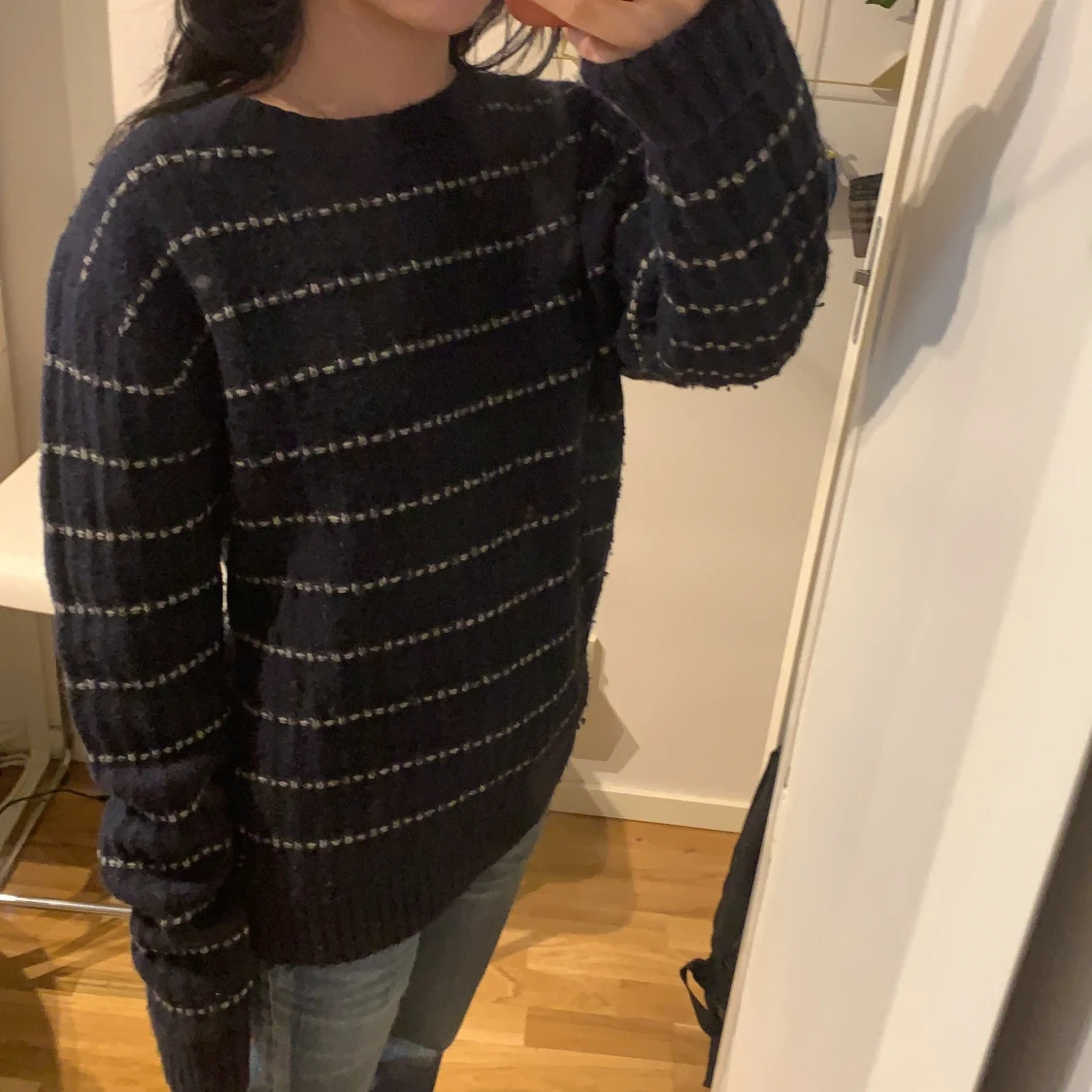 Randig stickad tröja - 90