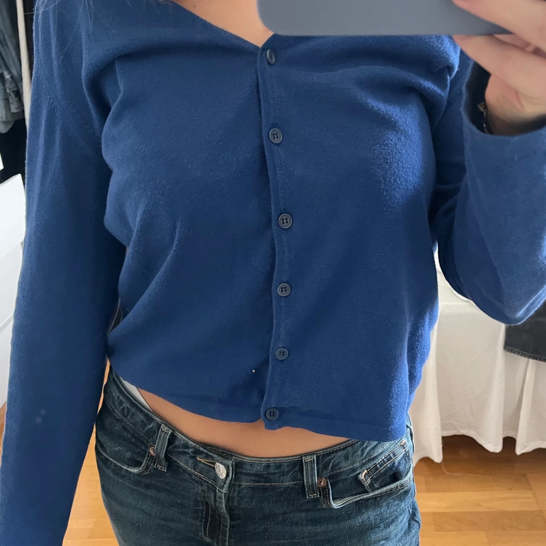 Blå kofta med knappar - 90