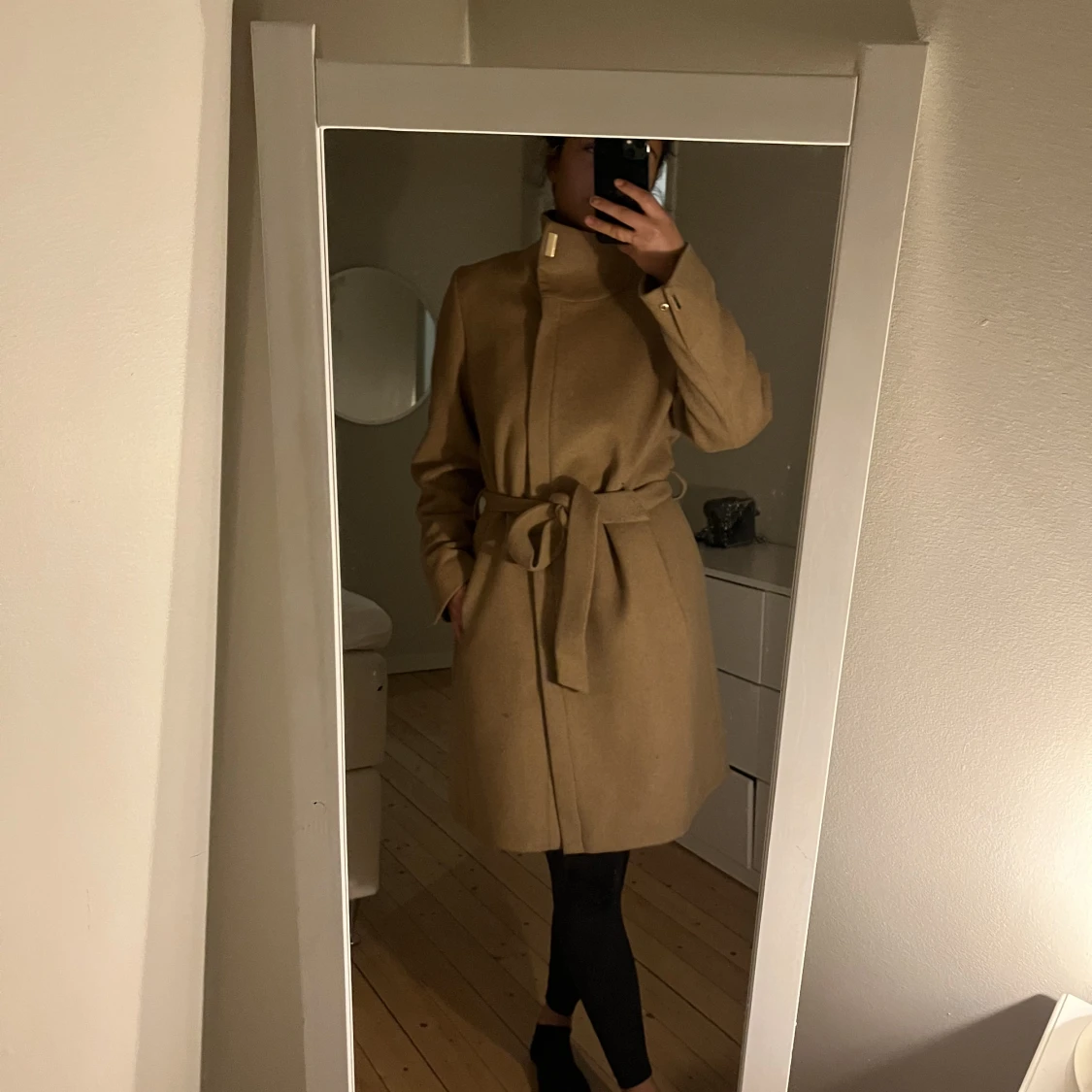 Beige kappa med ull - 91