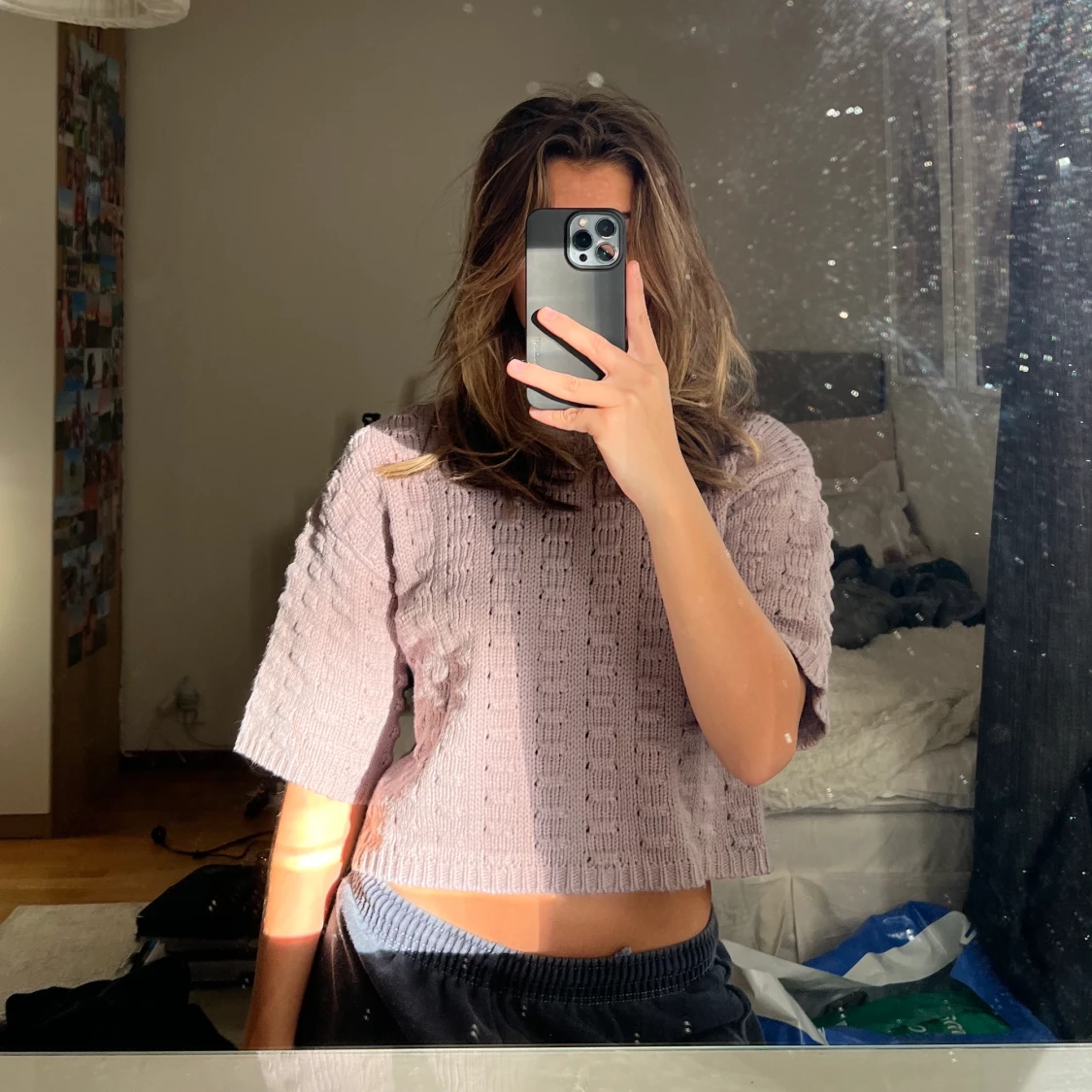 Lila stickad kortärmad 🔥🔥