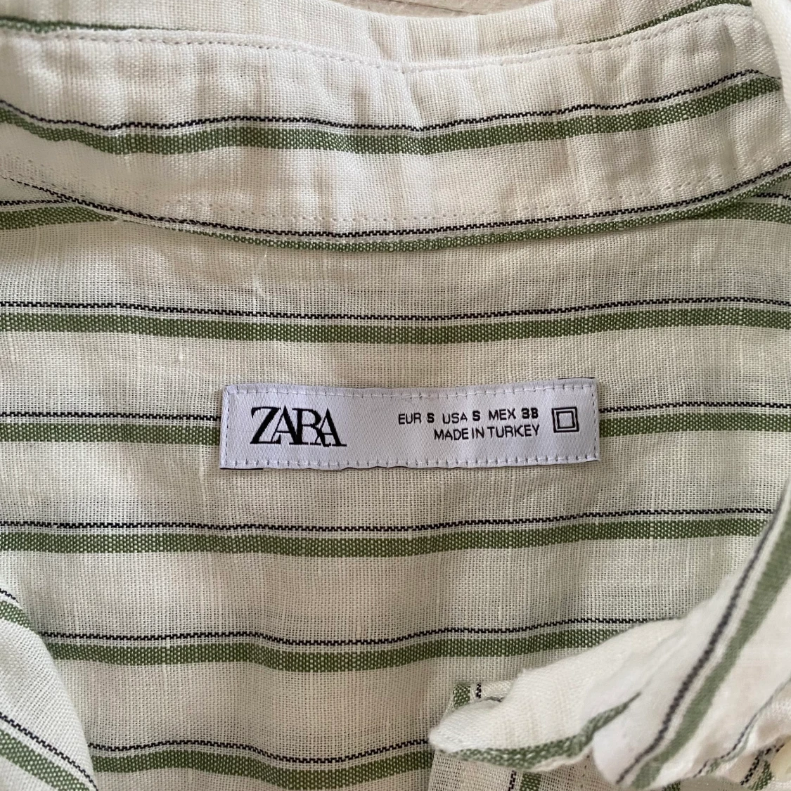 Vit och grön linné skjorta - 91