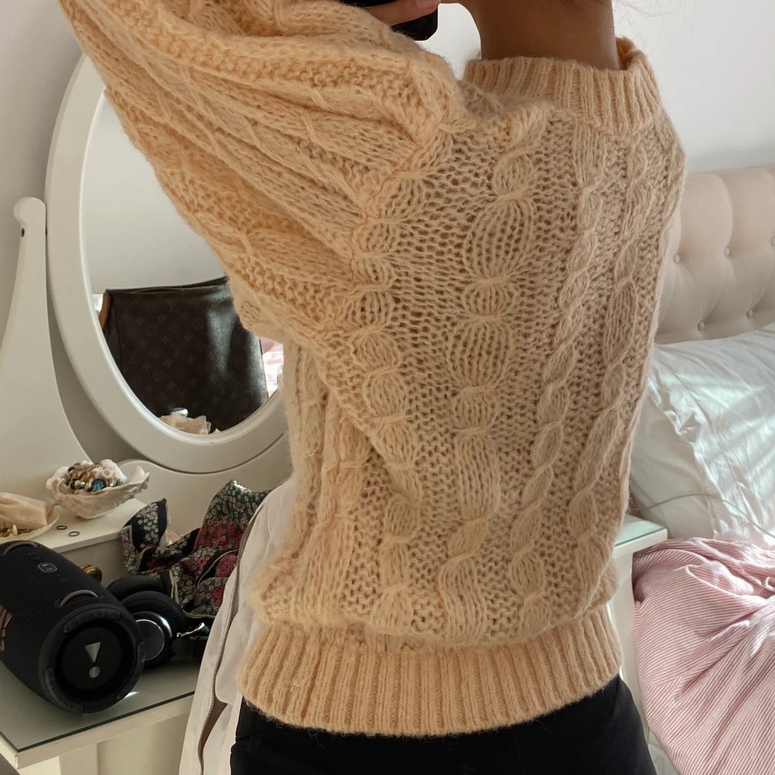 ASOS stickad aprikos tröja med ballongärmar stl 36 - 91