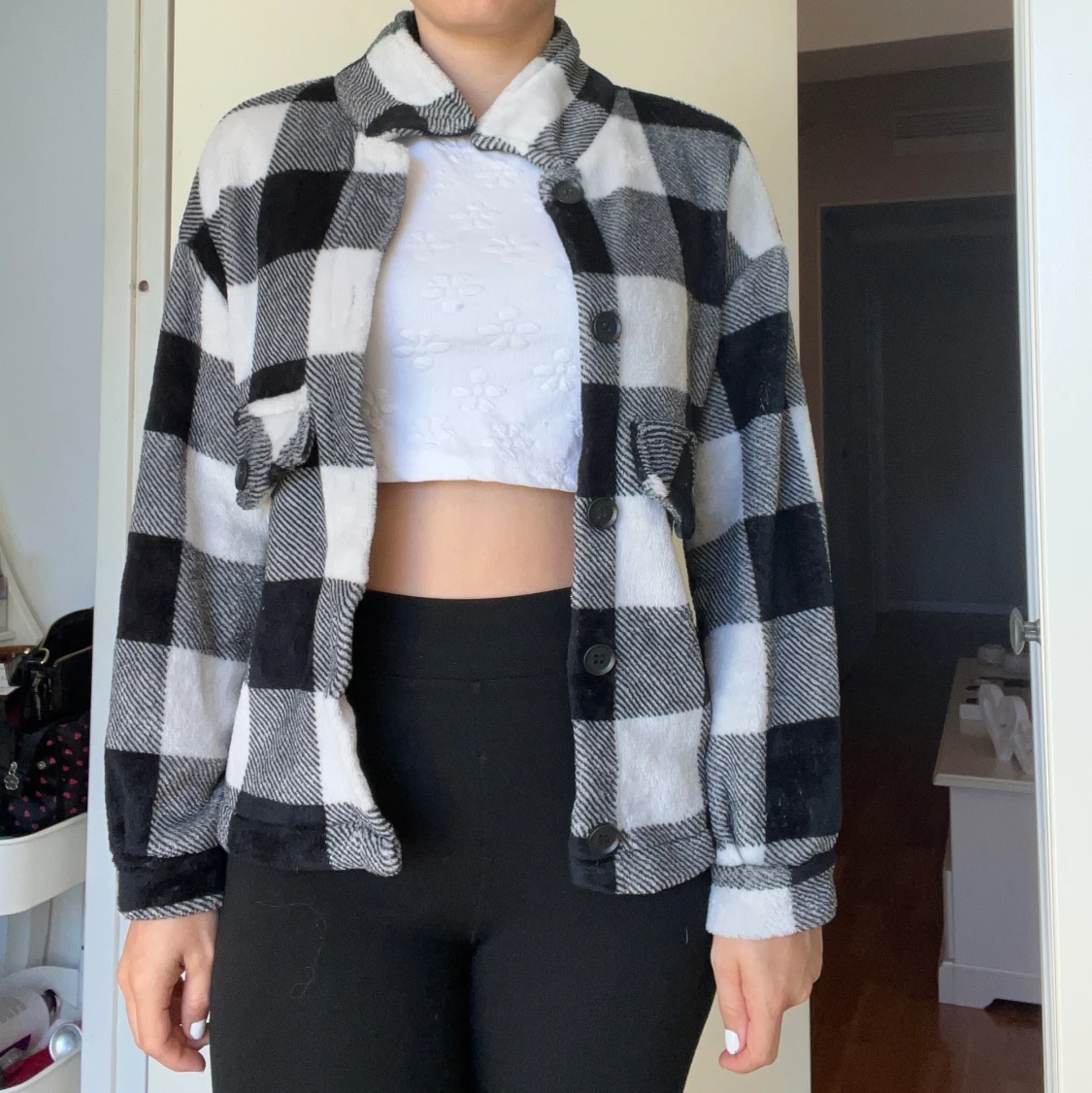 Rutig jacka i fleece