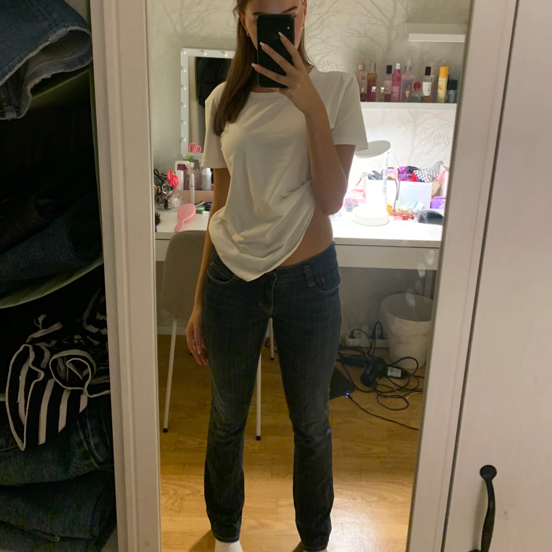 Långa lågmidjade jeans 