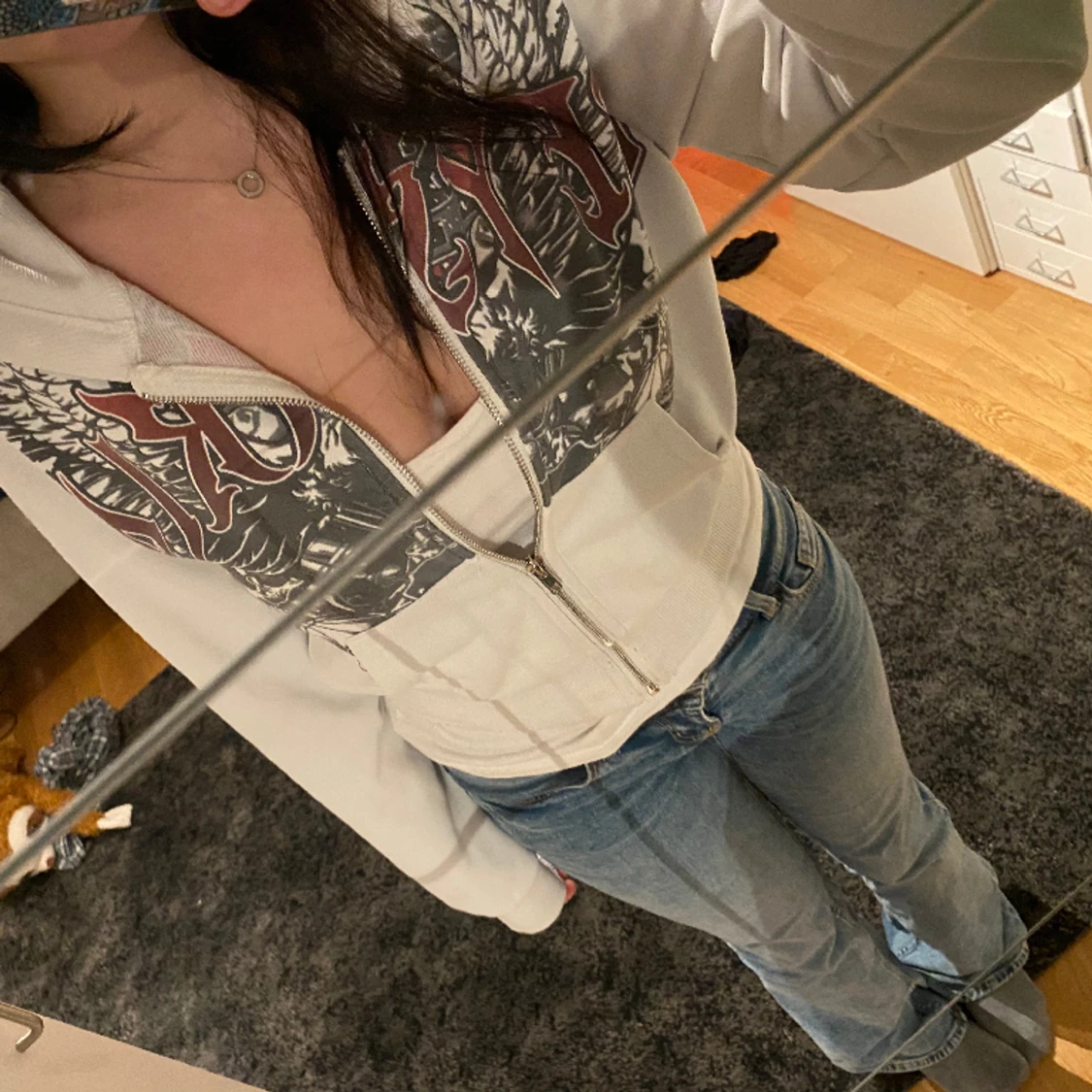 vit kort hoodie - 90