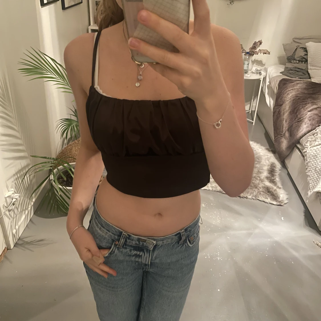 Brunt metalliskt linne - 90