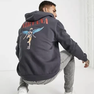 Grå hoodie - Mörkgrå nirvana hoodie, skitfin. Använt flera ggr o har lite färg på armen som syns i bilden. Inga andra skador 💕Köpt för 400, Pris kan diskuteras! 💓