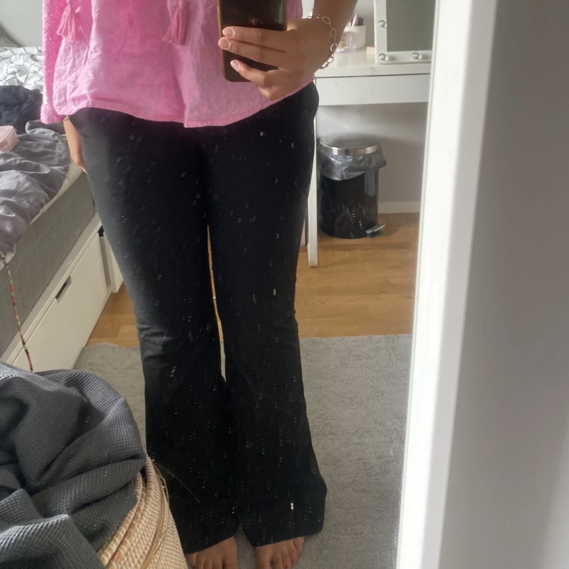 Svarta bootcut kostymbyxor - 90