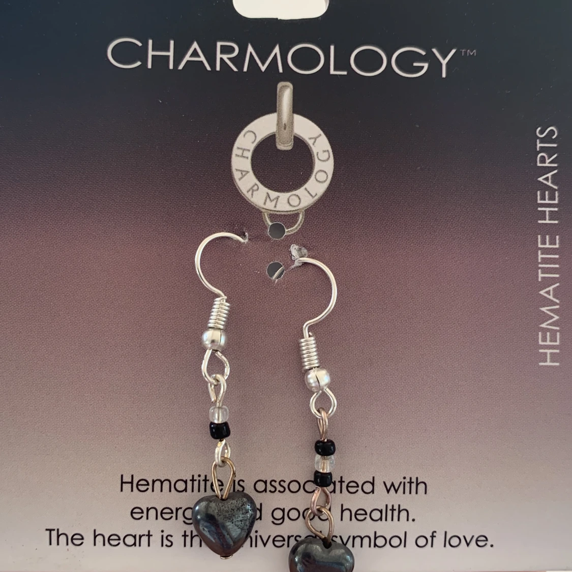 Hematite örhängen med hjärta - 91