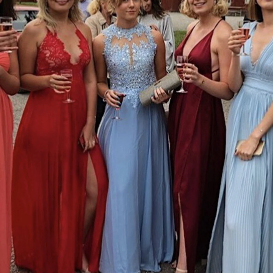 Superfin ljusblå balklänning strl 36/S