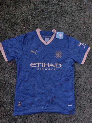 Manchester City Tröja - Säljer min feta Manchester City tröja. Den är helt ny. Säljer den pga fel storlek. Dm vid frågor eller bilder. Pirset kan diskuteras.💯