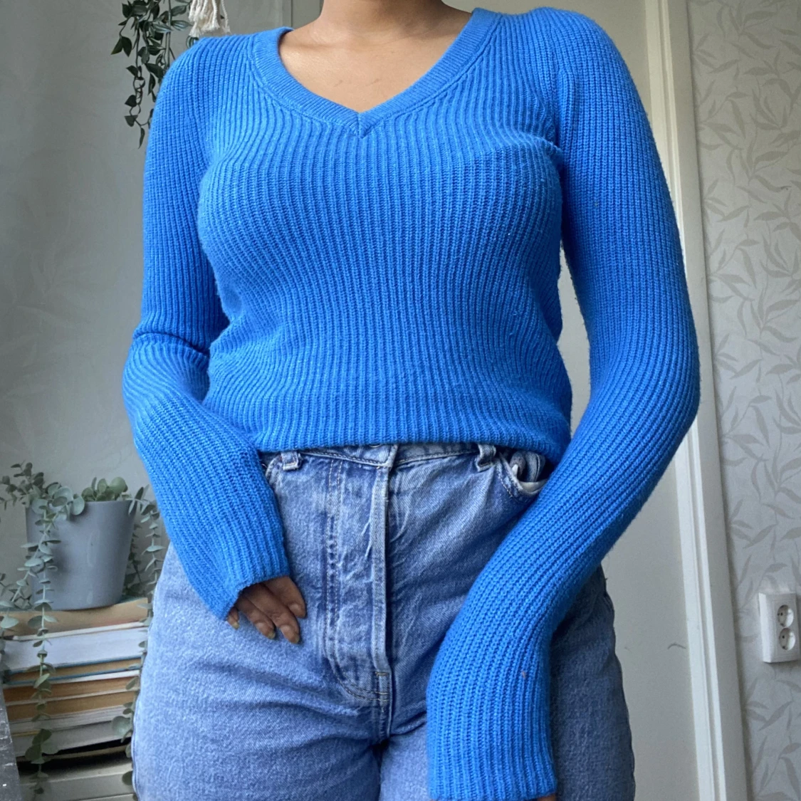 Stickad långärmad tröja - 90