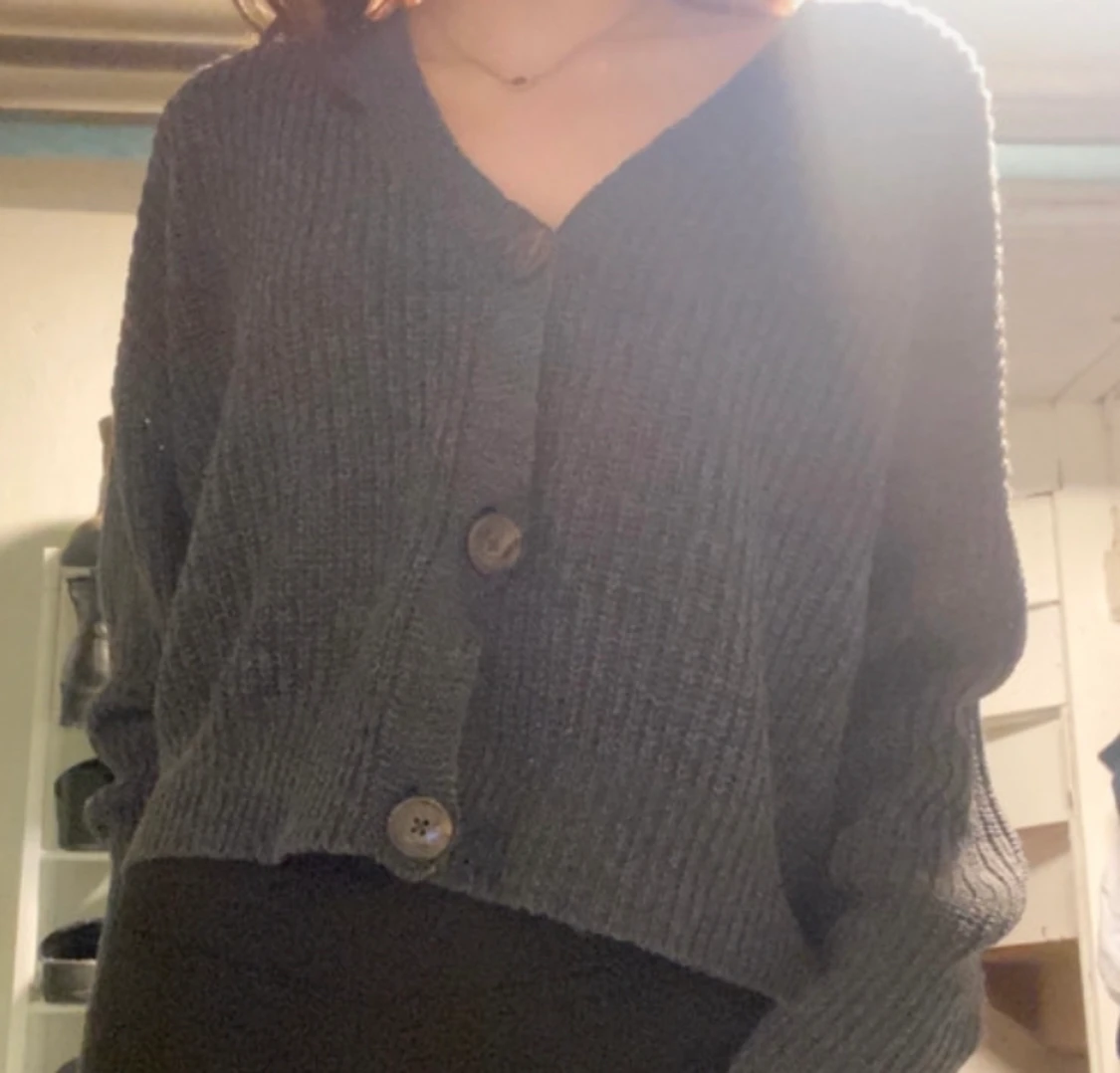 Grey knitted cardigan