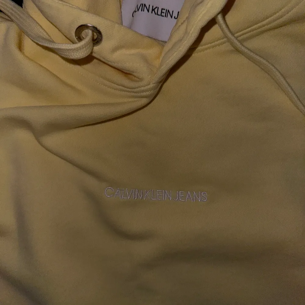 Calvin Klein hoodie i gul färg. Oanvänd. Storlek M. Säljer för 500. Hoodies.
