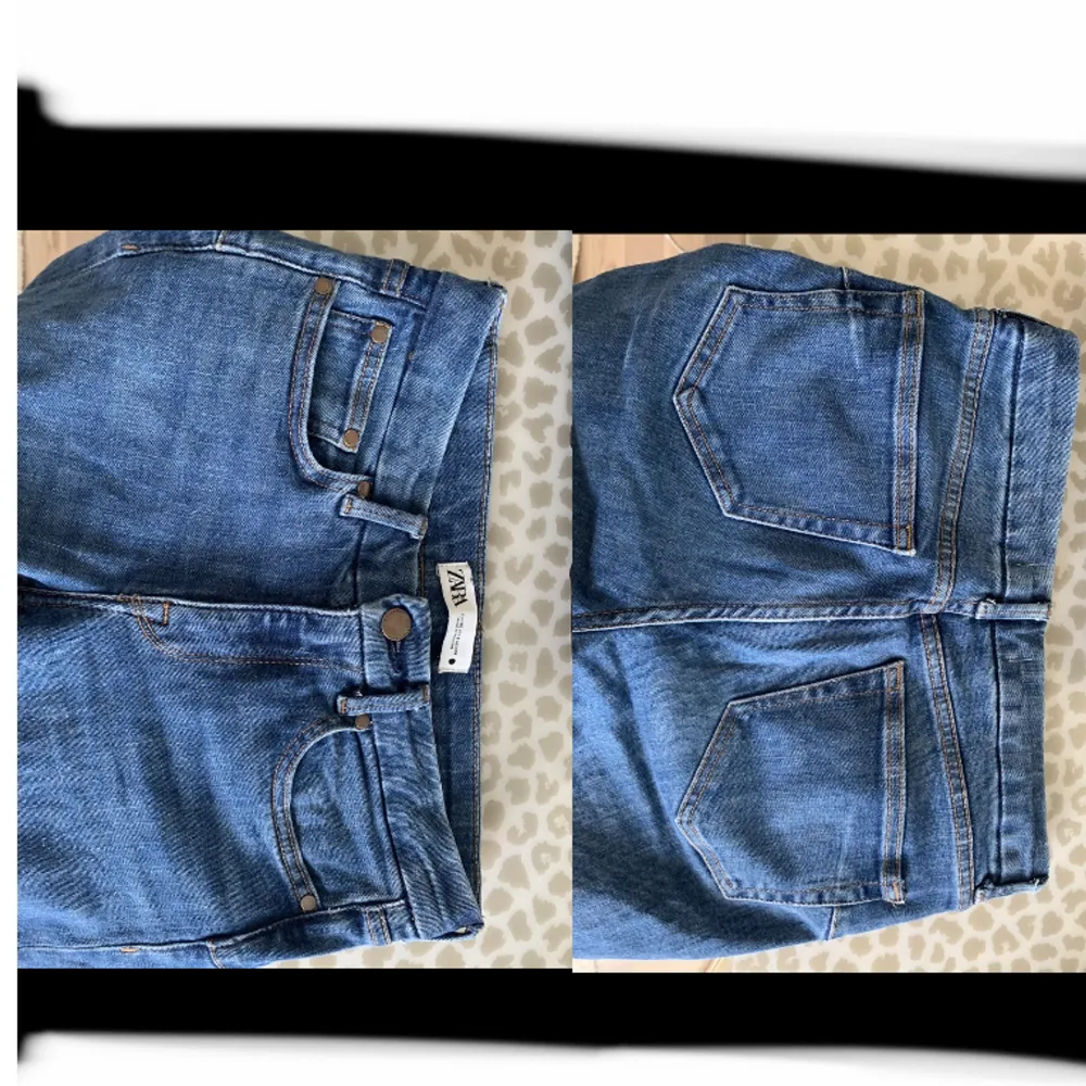 Jättefina flared jeans, fint skick. Köpta på zara. Innerbenslängd: 83 cm. Priset kan diskuteras, hör av dig vid intresse! 💞. Jeans & Byxor.