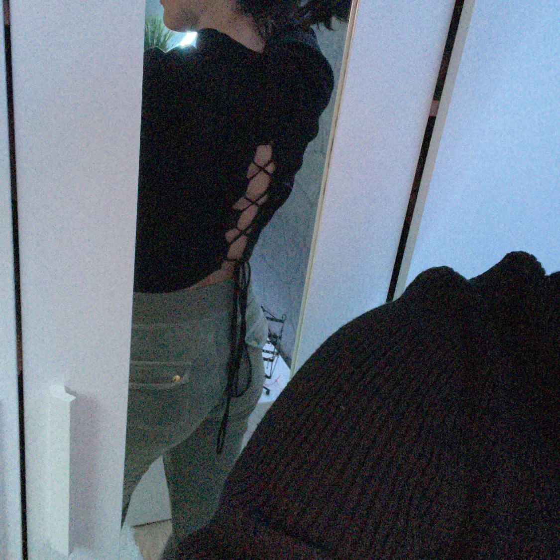 Svart Långarmad Öppen Rygg - 90