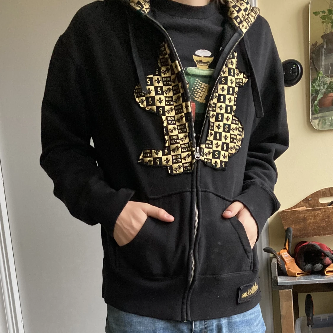 Svart y2k Dollar sign zip up Hoodie - 91