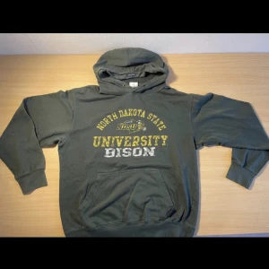 Snygg vintage hoodie - Skit skön grön hoodie med tryck💕 S men passar mig som brukar ha M❤️