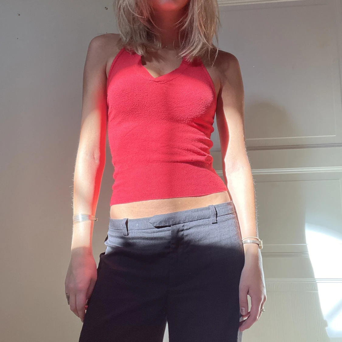 Röd halternecktopp  - 90