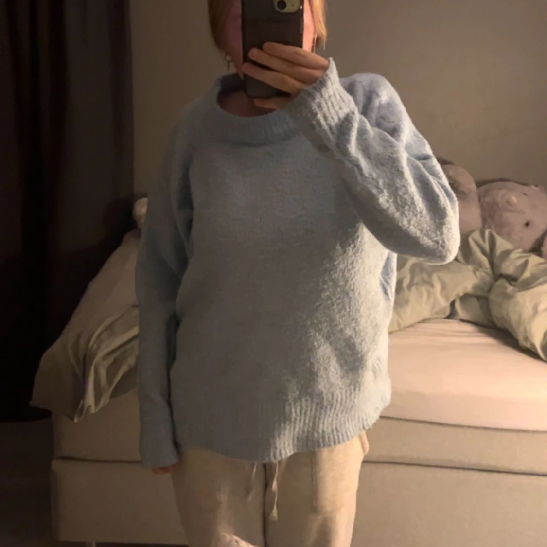 Ljusblå stickad tröja 