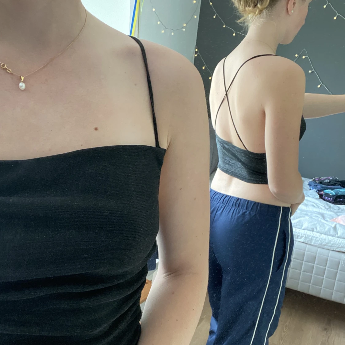 Svart glitterlinne  - 90