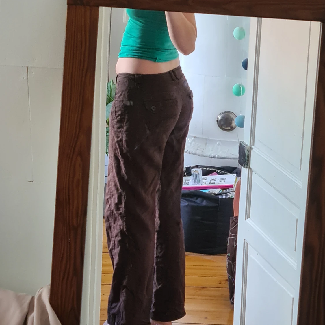 Bruna retro linnebyxor - 90