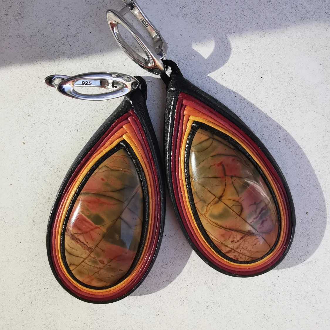 Jaspis silverörhängen  - 90