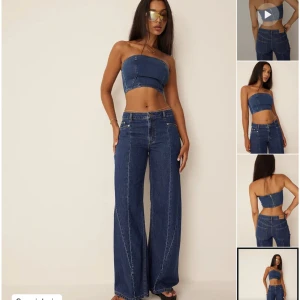 Jeanstopp - Bandau topp i denim. Helt oanvänd prislapp kvar. Storlek 34 köpt för 199