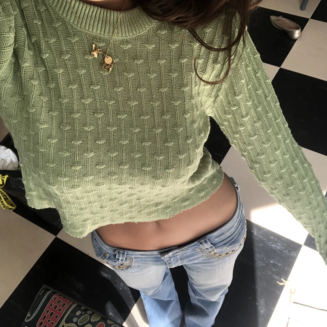 Grön stickad topp
