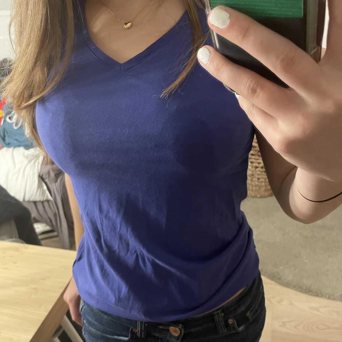 V-ringad Blå t-shirt - 90