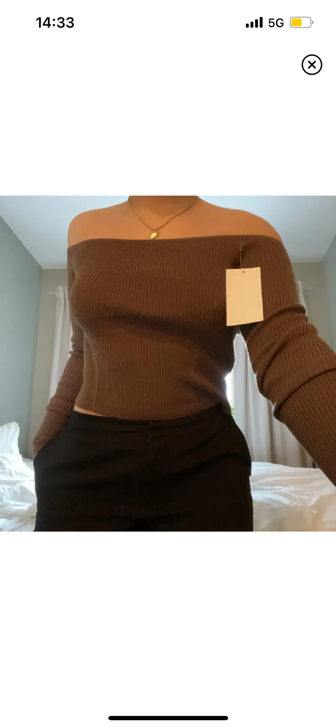 Brun off-shoulder tröja NA-KD  - 90