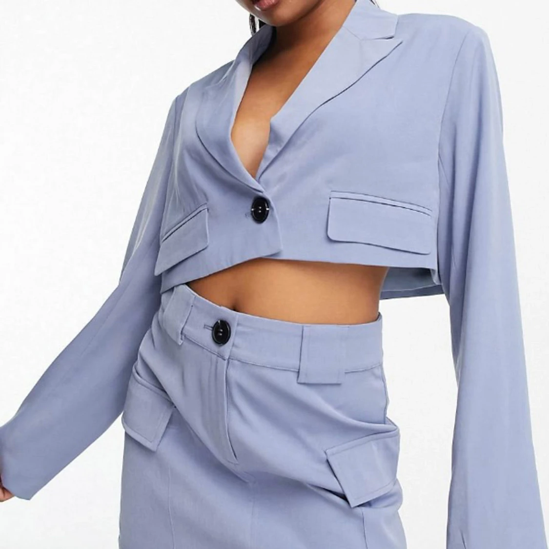 Ljusblå croppad kavaj - 90