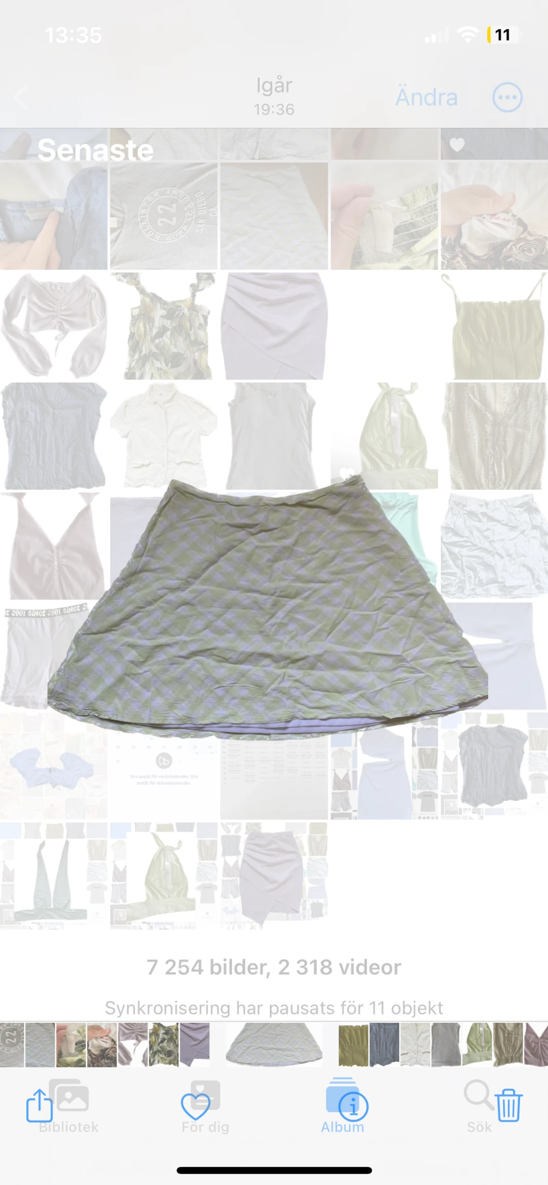 Grön och vit rutig kjol - 90