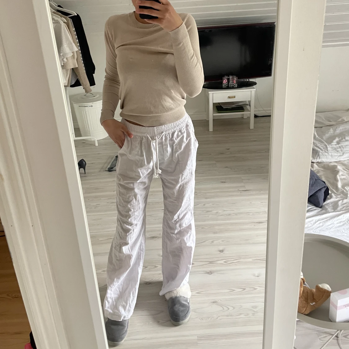 Vita linnebyxor - 90