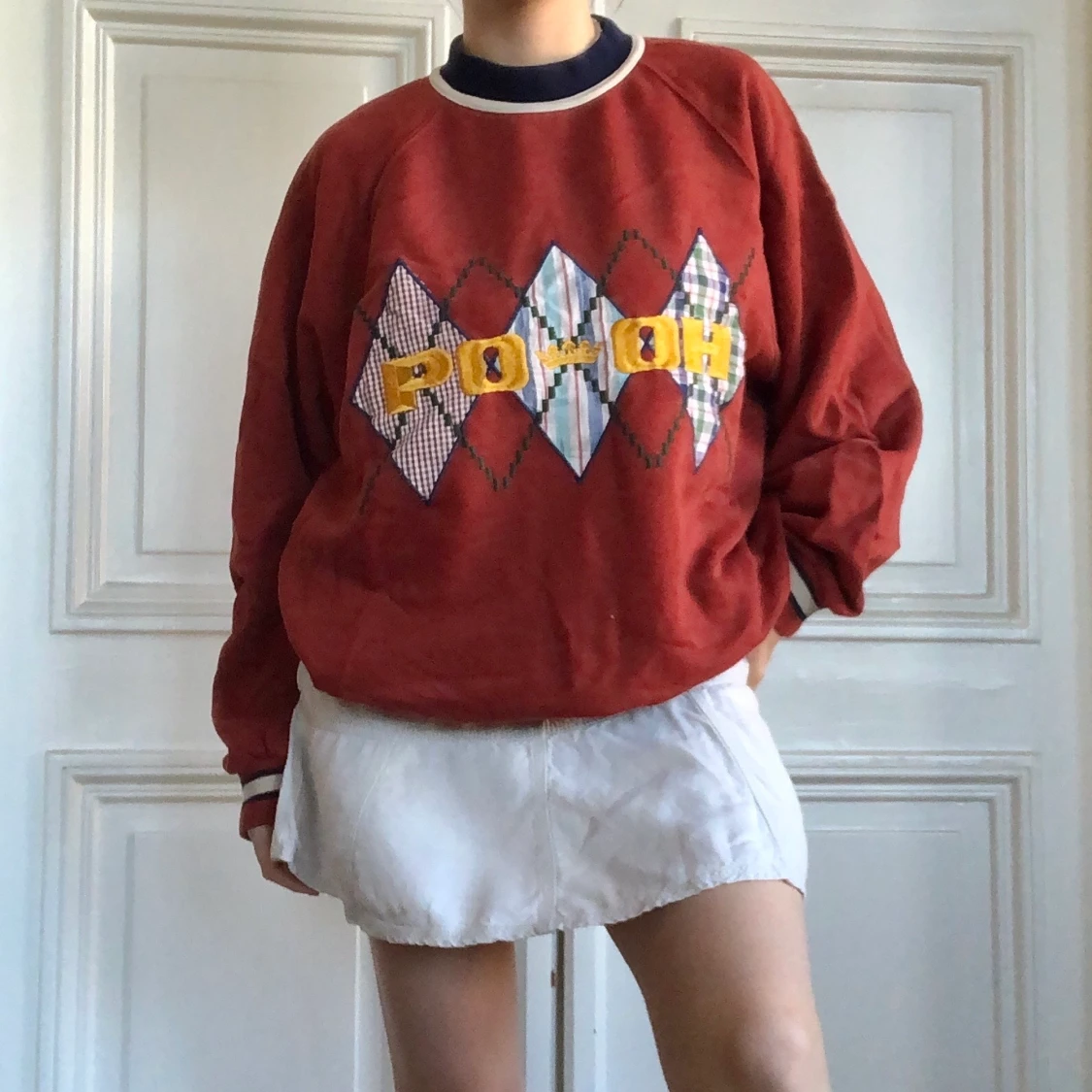 cool vintage röd sweatshirt med tryck