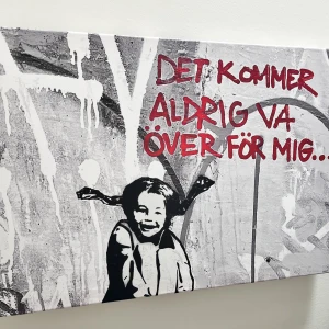 Canva Pippi / Håkan Hellström - canva med Pippi-motiv & text av Håkan Hellströms ’det kommer aldrig va över för mig’ 50x70cm stor
