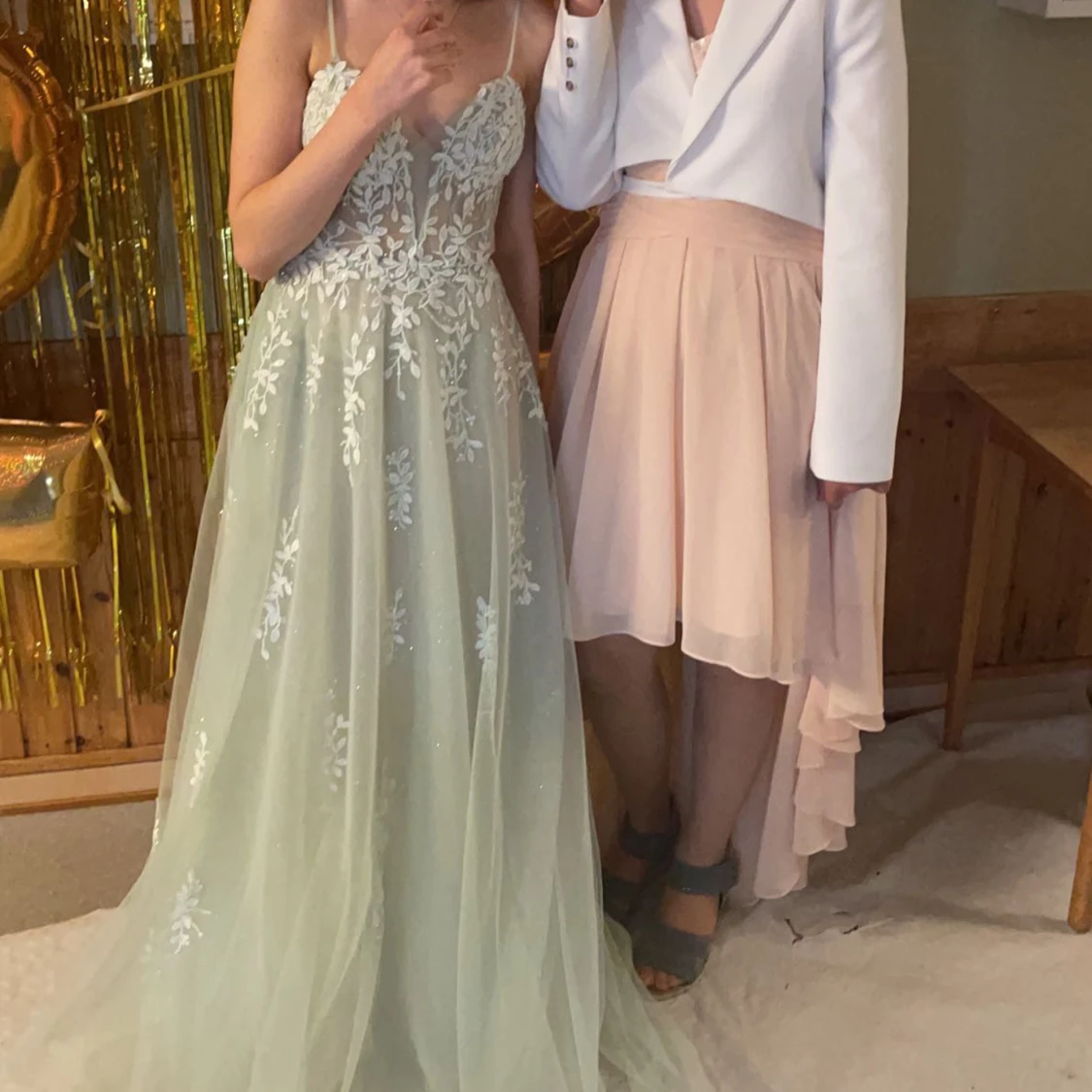 Mintgrön glittrig balklänning  - 3