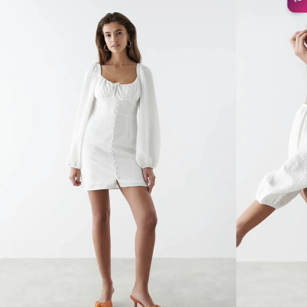 Hel vit klänning från Gina tricot i strl 36, för stor för mig så säljer. Säljer för 160kr + frakt. Klänningar.