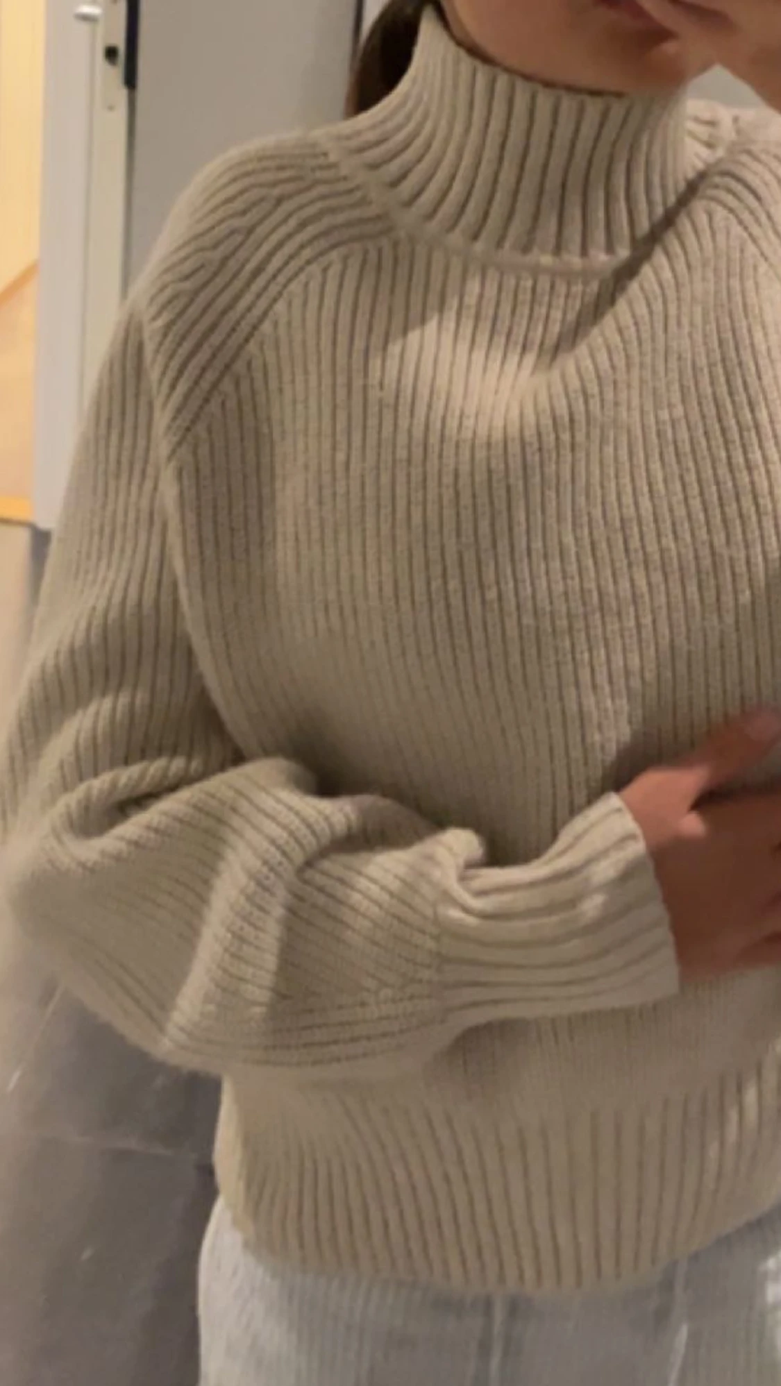 Stickad polotröja från hm