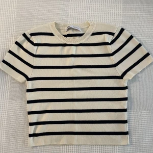 Superfin randig tshirt  - Jättefin marinblå/vit randig tshirt från Zara. Väldigt skön att ha på sig och i toppenskick! Står L i tröjan men skulle säga att den passar xs/s