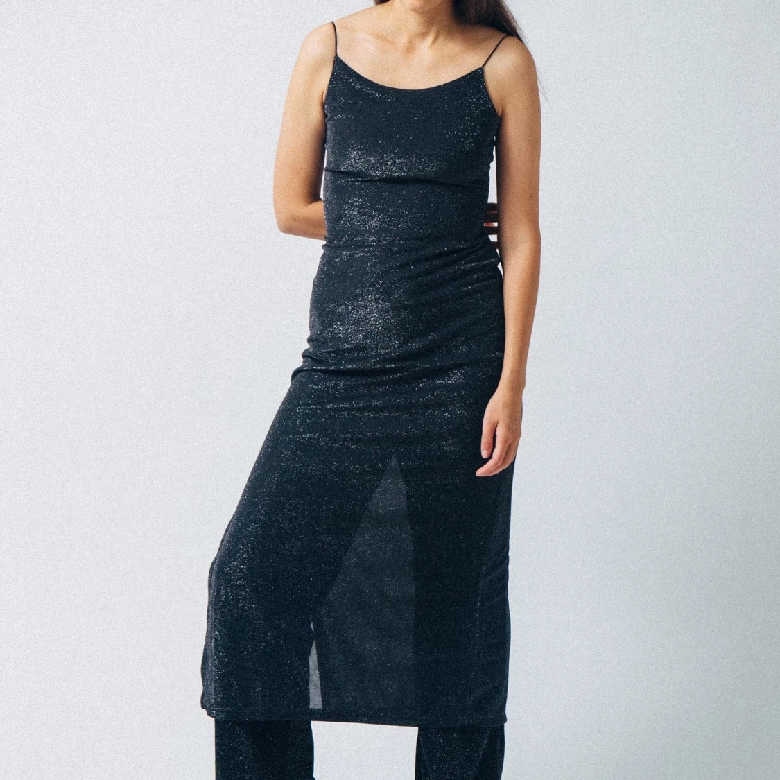 Spagetti dress / glitterklänning - 90