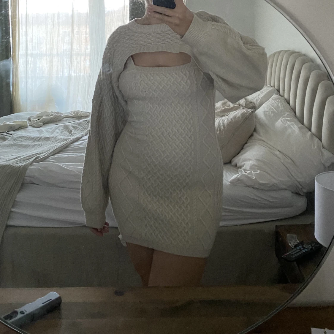 Stickad klänning med bolero 