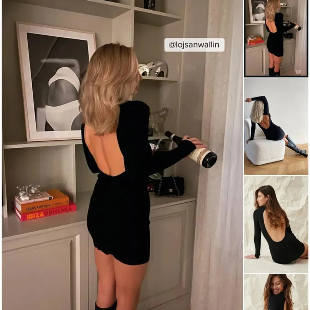 Säljer denna superfina svarta klänningen med öppen rygg från Moa Mattsons kollektion med nakd. Helt slutsåld på deras hemsida i alla storlekar, säljer då den är för stor för mig. Aldrig använd endast provad.. Klänningar.