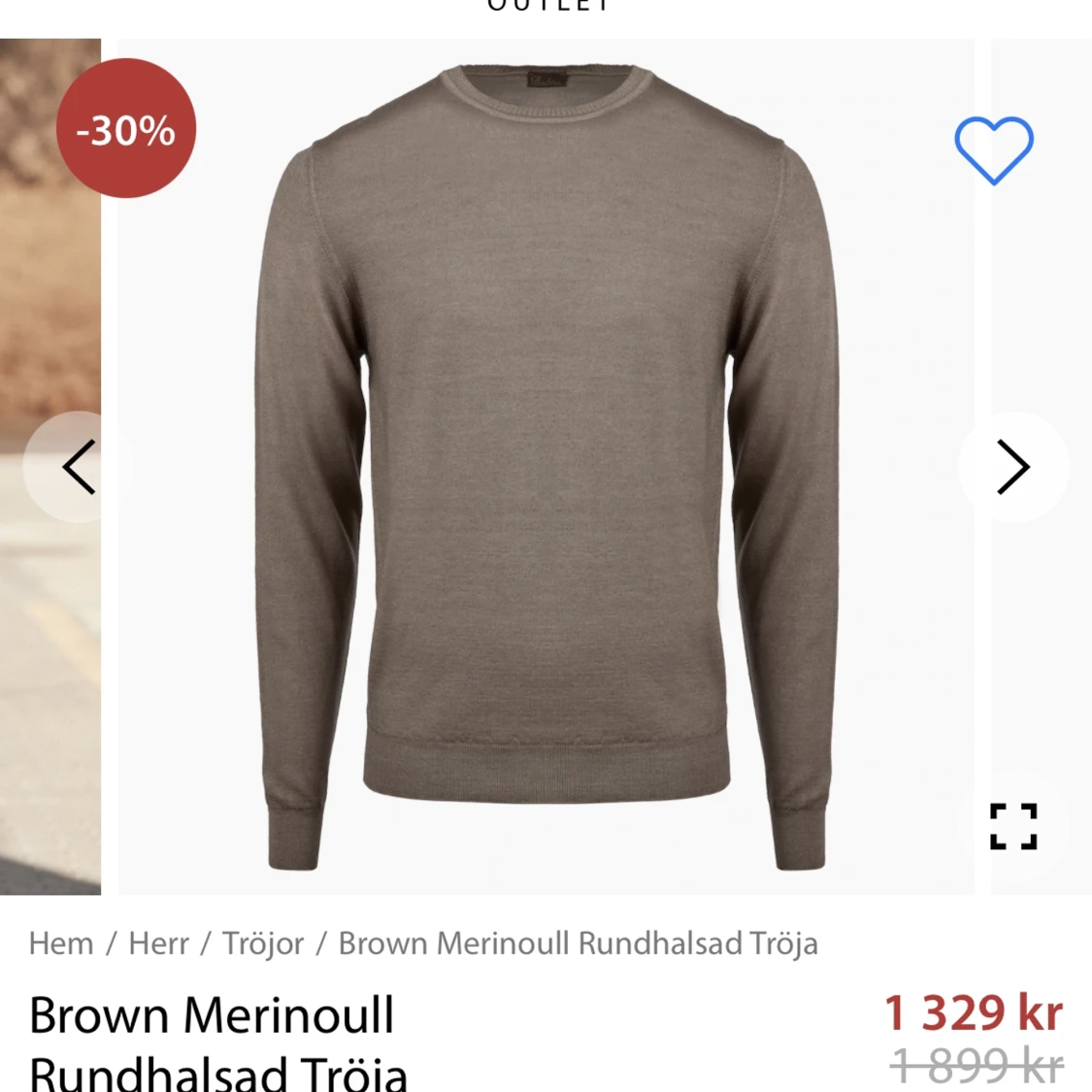 En grå/brun tjocktröja i 100% merinoull från Stenströms i strl L.