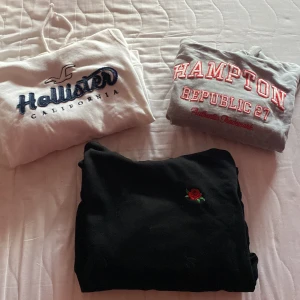 Hoodies - En vit super snygg hoodie från Hollister, en grå cropped hoodie från hm och en svart hoodie från hm herr