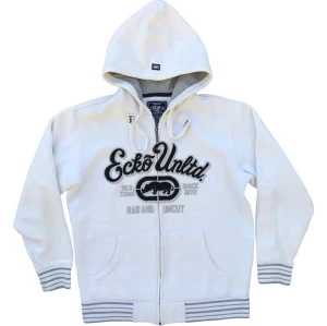 Eckō UNLTD Zip-up Hoodie - Vit zipup hoodie ifrån Ecko, snyggt tryck. Storlek M, ställ gärna frågor!😊