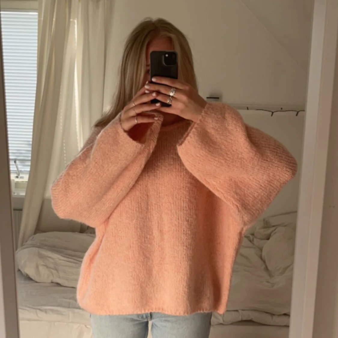 Rosa stickad tröja  - 90