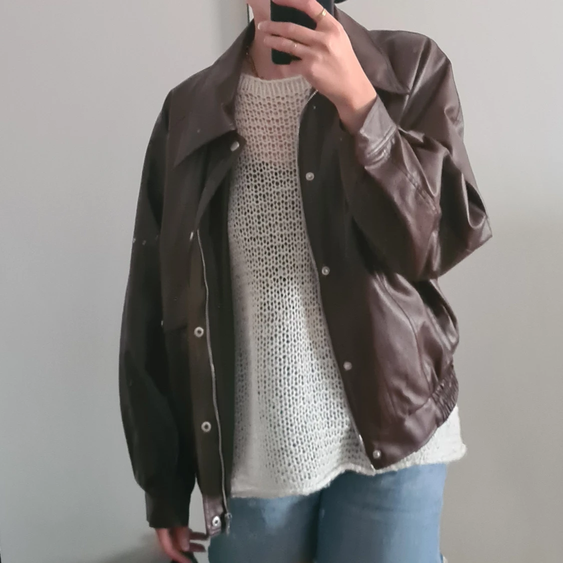 Brun skinnjacka - 90