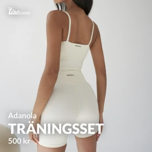Träningsset  - Cykelbyxor och linne från Adanola i färgen milk. Jättefint och mjukt set som tyvärr inte kommer till användning. Använt 1-2 gånger. Toppen är dock lite nopprig på ett ställe (se sista bilden). Nypris 1100kr för hela setet (exklusive tull)
