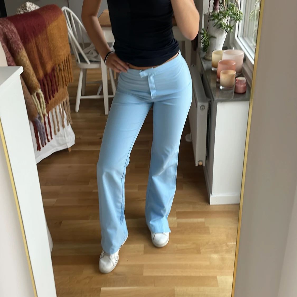 Ljusblå vintage kostymbyxor  - 90